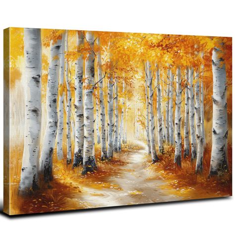 PRICES MAY VARY. ▶Birch Tree Wall Art Size - Autumn Forest Prints Picture Bedroom Wall Decor About 12 x 16 inch (30 x 40cm) for each piece , Set of 1 panel wall art. Abstract autumn nature canvas pictures are stretched on 0.8" thick solid wood frame bars.This aspen tree wall decor artwork is ready to hang. ▶Autumn Forest Wall Art Living Room Wall Decor Premium Quality - High definition pictures, printed on high quality canvas by giclee printing technology, are durable, colour-fast and waterproof Bedroom Autumn, Woodland Artwork, Aspen Trees Painting, Birch Tree Wall, Scenery Canvas, Autumn Poster, Wall Art Fall, Trees Painting, Picture For Living Room