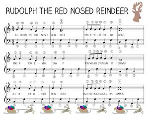 Easy FREE Piano Music for Rudloph the Red Nosed Reindeer with simple lesson plan. Easy Christmas Piano Music For Kids, Xylophone Music, Keyboard Noten, Keyboard Notes, Christmas Piano Sheet Music, Easy Piano Music, Trumpet Music, Beginner Piano, Christmas Piano