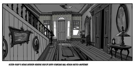 How To Create A 'Scooby-Doo' Haunted House: Step-By-Step With 'Scoob!' Production Designer Michael Kurinsky Haunted House Interior Concept Art, Haunted House Concept Art, Victorian House Concept Art, Scooby Doo Haunted Mansion, Haunted House Layout, Scooby Doo Concept Art, Mansion Concept Art, Haunted House Interior, China House