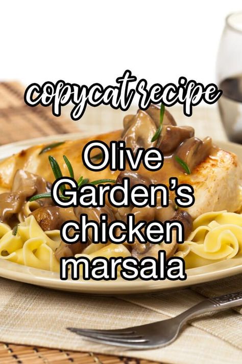 Olive Garden Chicken Marsala Recipe, Chicken Lombardy Recipes, Chicken Marsala Recipe, Olive Garden Chicken, Chicken Marsala Easy, Copycat Recipes Olive Garden, Chicken Lombardy, Copycat Olive Garden, Marsala Recipe