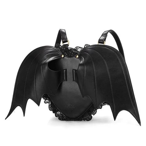 Japanes Harajuku Grunge Black Bat Winged Backpack SD00916 – SYNDROME - Cute Kawaii Harajuku Street Fashion Store Angel Wings Backpack, Gothic Backpacks, Heart Backpack, Lace Backpack, Lace Purse, Gothic Bag, Heart Shaped Bag, Mode Punk, Moda Punk