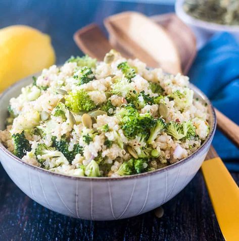 Broccoli Quinoa Salad (Vegan, Gluten Free, DF) - Apples for CJ Broccoli Quinoa Salad, Quinoa Salad Vegan, Broccoli Quinoa, The Perfect Salad, Make Ahead Salads, Perfect Salad, Salad Vegan, Fresh Broccoli, Tasty Vegetarian Recipes