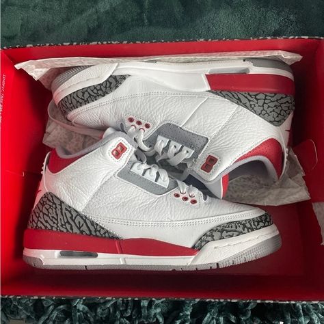 Size 5.5 GS Air Jordan 3 “Fire Red” Jordan 3 Red, Air Jordan 3 Fire Red, Bottom Of Shoe, Air Jordan 3, Jordan 3, Red Fire, Jordan Shoes, Air Jordan, Air Jordans