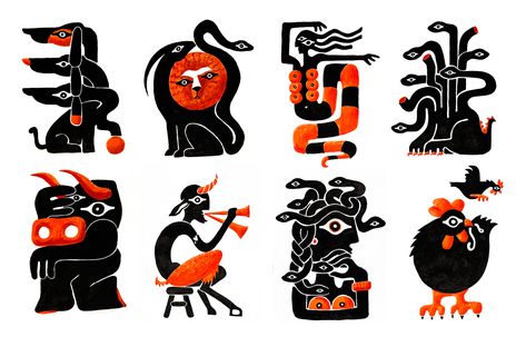 Greek Monsters by Beetroot Misunderstood Monsters, Greek Monsters, Stencil Graffiti, Learning To Draw, Monster Illustration, Greek Art, Pablo Picasso, Greek Mythology, Linocut