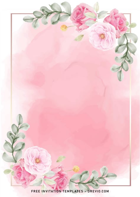 8+ Blush Pink Watercolor Wedding Invitation Templates | Download Hundreds FREE PRINTABLE Birthday Invitation Templates Designer Paper Printable, Floral Invitation Template Free Watercolor Flowers, Pink Flower Background Design, Pink Template Background, Design Paper Printable, Pink Invitation Template, Birthday Invitation Template Pink, Pink Watercolor Wedding Invitations, Pink Flower Background