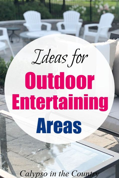 Patio and Adirondack chairs - outdoor entertaining areas. Decorate Around Hot Tub, Outdoor Table Cloth Ideas, Outdoor Entertaining Ideas, Backyard Entertaining Area, Outdoor Hosting, Night Pool Party, Backyard Table, Dining Area Decor, Tips For Summer