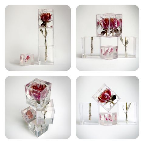 Resin Art Rose Flower, Rose Petals In Resin, Preserve Rose In Resin, Rose Resin Art, Rose Preserved In Resin, Roses In Resin, Rose Petal Resin, Flowers In Ice, Rose In Resin