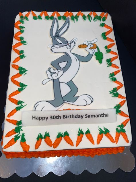 Bugs Bunny Cake Ideas, Bugs Bunny Cake, Strawberry Hunny Bun Cake, Bug Theme Cake, Bug Cakes, Bunny Cakes, Bug Cake For Girls, Happy 30th, Happy 30th Birthday