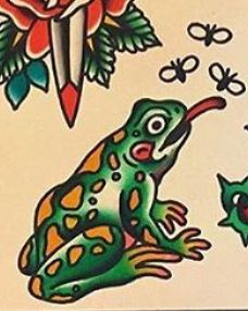 American Traditional Frog Tattoo Black, American Traditional Toad Tattoo, Green Traditional Tattoo, Traditional Frog Tattoo Flash, Frog Traditonal Tattoo, Trad Frog Tattoo, Old School Frog Tattoo, American Traditional Frog Tattoo, Frog Tattoo Traditional