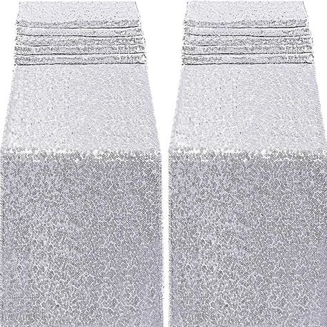 Amazon.com: FECEDY 2 Packs 12 x 108inch Glitter Silver Sequin Table Runner for Birthday Wedding Engagement Bridal Shower Baby Shower Bachelorette Holiday Celebration Party Decorations : Home & Kitchen Rose Gold Table Cloth, Denim Party, Sequin Table Runner, Diamond Party, Sequin Table, Denim And Diamonds, Bachelorette Party Decorations, Gold Table, Shower Baby