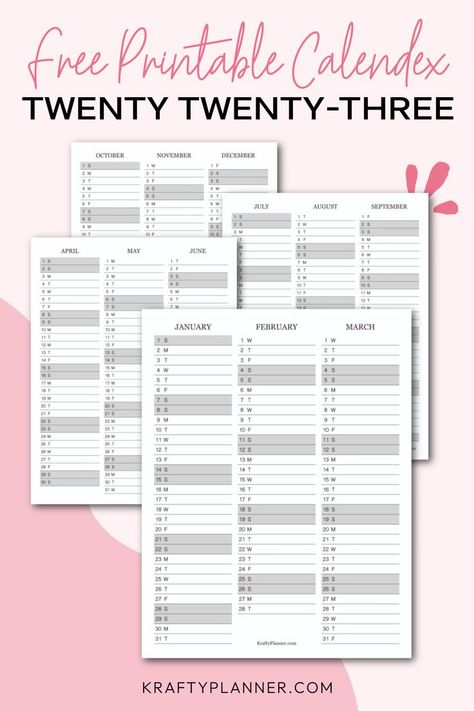 Today I have a fun new free printable calendex. You can use this method to schedule tasks and events that are planned months in advance.     

#2023planner #2023masterplanner #printable #printableplanner #2023printableplanner #kraftyplanner #2023 #2023calendar Organization Planner, 2023 Planner, Free Planner, Planner Inspiration, Diy Journal, Planner Girl, Planner Accessories, Planner Addicts, Journal Prompts