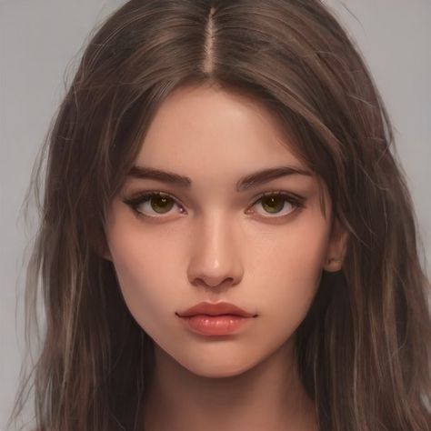 not counted as drawing Types Of Smiles Faces, Brown Hair Brown Eyes Girl, Artbreeder Girl, Brown Hair And Hazel Eyes, Pelo Cafe, Character Inspiration Girl, Girl With Brown Hair, Brown Hair Brown Eyes, Female Character Inspiration