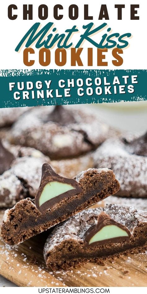 Elevate your cookie game with these irresistible Chocolate Mint Kiss Cookies. Combining the timeless flavors of chocolate and mint, these cookies are sure to become a family favorite. Bake a batch today and watch them disappear! Mint Kiss Cookies, Fudgy Chocolate Crinkle Cookies, Hershey Kiss Cookies, Breakfast Sides Dishes, Chocolate Crinkle, Peanut Butter Blossom Cookies, Chewy Chocolate Cookies, Blossom Cookies, Kiss Cookies