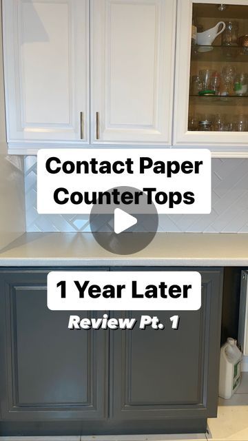 Shauna | Home DIY | Beginner DIY videos | Mom Life | Contact Paper Countertops One Year Later - Honest Review of how it has held up against a family of 5 😊 Drop questions below I’ll ans... | Instagram Diy Update Kitchen Countertops, Contact Paper On Oak Cabinets, Wall Paper For Countertops, Counter Covers Contact Paper, Vinyl Covered Kitchen Counters, Countertop Redo Cheap Contact Paper, Update Kitchen Counters On A Budget, Granite Contact Paper Countertops, Cover Up Countertops