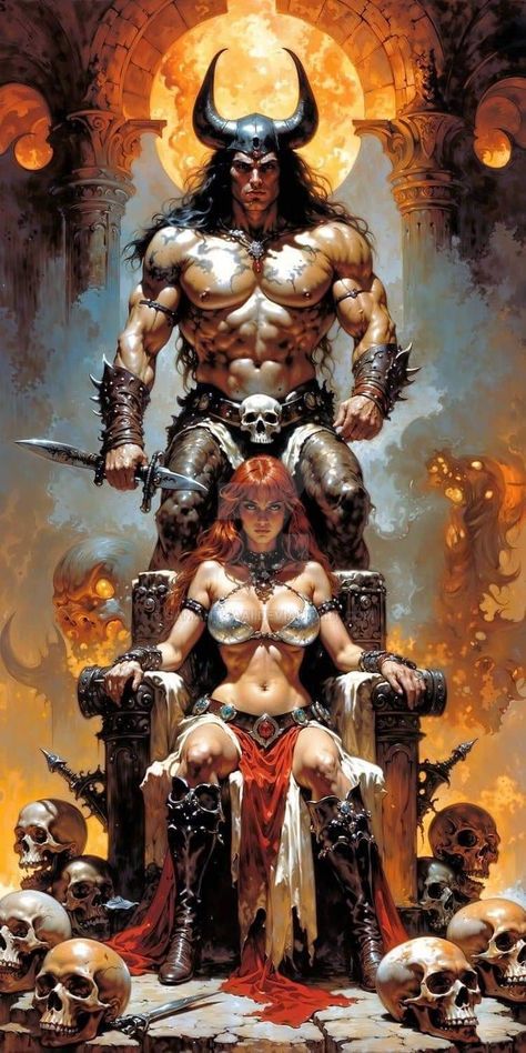 Conan The Barbarian Comic, Scifi Fantasy Art, Boris Vallejo, Red Sonja, Conan The Barbarian, Fantasy Paintings, Dark Art Illustrations, Fantasy Artist, Fantasy Warrior