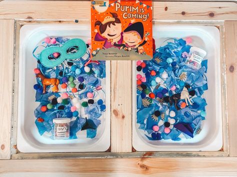 Purim Sensory Bin, Purim Crafts, Motor Skills Activities, Fine Motor Skills Activities, Sensory Table, Clothespin Dolls, Matching Activity, Sensory Bin, Skills Activities