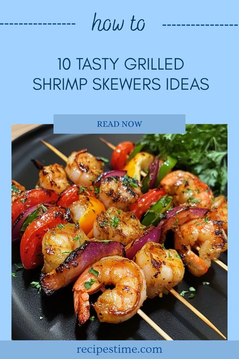 Get ready to fire up the grill with these 10 mouthwatering grilled shrimp skewers recipes! Perfect for summer barbecues or a quick weeknight dinner, these straightforward dishes are bursting with flavor. From spice-infused marinades to zesty lemon drenches, each recipe adds a delicious twist to juicy shrimp. Whether you're grilling for a family gathering or just a cozy meal at home, these shrimp skewers will impress everyone and leave them asking for more Seafood Skewers Grilled, Shrimp Kebab Recipes, Shrimp Skewers Grill Kabob Recipes, Shrimp Skewers Grill, Skewers Ideas, Seafood Skewers, Bbq Christmas, Skewers Recipes, Shrimp Skewer Recipes