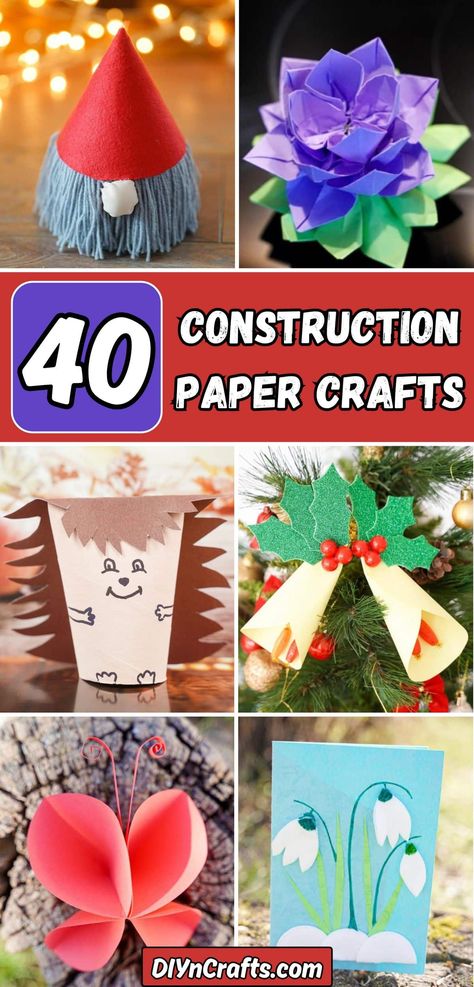 40 Construction Paper Crafts Mini Christmas Tree Decorations, Valentine Day Video, Paper Lotus, Diy Paper Butterfly, Construction Paper Crafts, Snowman Christmas Cards, Paper Christmas Decorations, Easy Craft Ideas, Valentine's Day Crafts For Kids