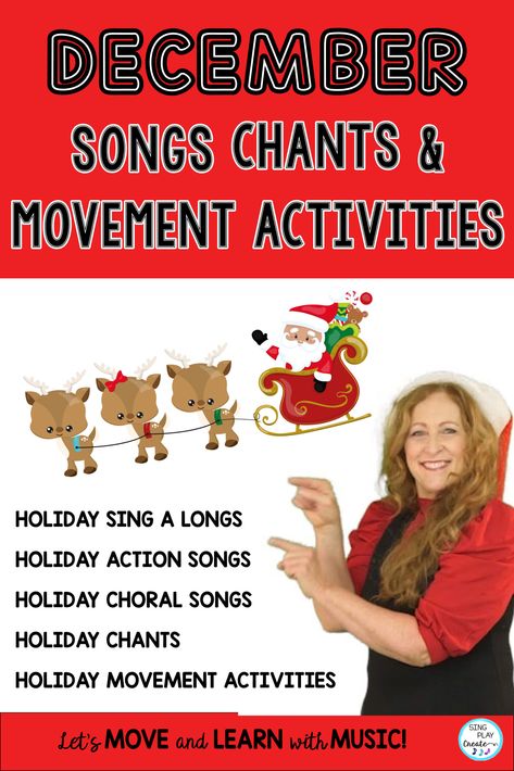 Preschool Winter Concert Ideas, Christmas Music Activities For Kids, Christmas Movement Activities, Preschool Christmas Songs, Activities For December, Music Program Ideas, Christmas Music Lesson, Christmas Music Activities, Fun Songs To Sing