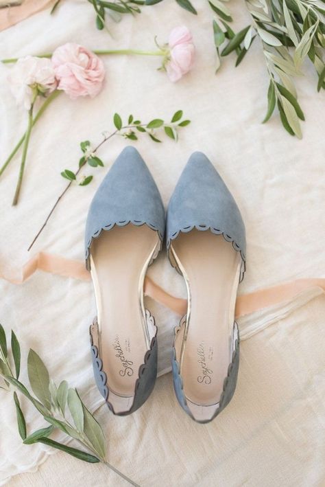 Dusty blue wedding flats #weddings #wedding #blueweddings #weddingcolors #weddingideas #dustyblue #beautiful Spring Wedding Shoes, Daily Shoes, Fall Fashion Coats, Wedding Shoes Flats, Wedding Flats, Dusty Blue Weddings, Blue Flats, Pointed Toe Flats, Shoe Closet