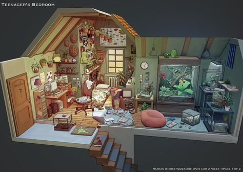 Feng Zhu Design, Feng Zhu, Sims Building, Isometric Art, Landscape Concept, Perspective Art, Fantasy House, Interior Concept, Sims House