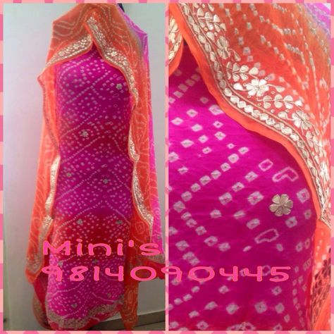 Hf Jaipuri Suits Design, Jaipuri Bandhej Suits Design, Jaipuri Suit Designs Latest, Bandhej Suits Design, Phulkari Punjabi Suits, Suit Sleeves Design, Chudithar Design, Suit Sleeves, Jaipuri Suits