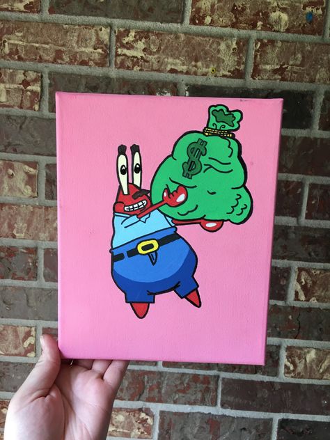 Cartoon Painting, Canvas Drawings, Simple Canvas Paintings, Cute Canvas Paintings, Cute Canvas, Canvas Painting Designs, Pencil Art Drawings, Diy Canvas Art Painting, Mini Canvas Art