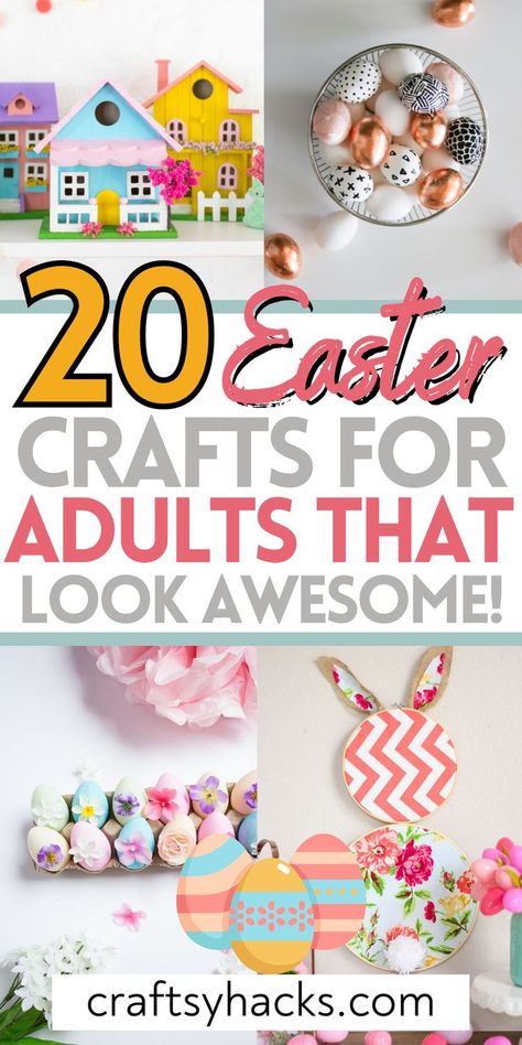 Have fun with these Easter crafts for adults. They are fun DIY projects for adults you can enjoy Easter wit hthese fun crafting ideas. Enjoy! Easter Gifts For Mom Diy, Easter Craft For Teenagers, Easter Senior Living Activities, Diy Easter Projects, Easter Crafts Older Kids, Adult Spring Crafts Diy Projects, April Craft Ideas For Adults, Cute Easter Crafts Diy, Quick And Easy Easter Crafts