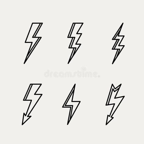 Lightning Bolt Outline, Traditional Lightning Bolt Tattoo, Lightening Tattoo Bolt, Lightning Outline, Small Lightning Bolt Tattoo, Lightning Doodle, Thunderbolt Tattoo, Icon Minimal, Blitz Tattoo