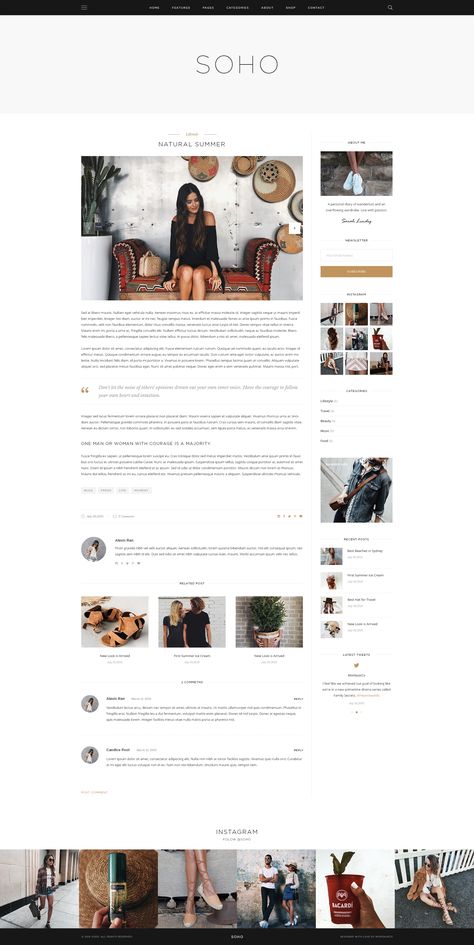 SOHO - Personal Blog PSD Template for Travelers and Dreamers #Blog, #Personal, #SOHO, #PSD Website Design Minimalist, Web Design Inspiration Layout, Webpage Design Layout, Blog Post Layout, Blog Template Design, Blog Post Design, Fashion Web Design, Blog Post Template, Email Newsletter Design