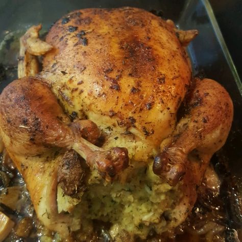 Dry Brined Roasted Chicken Recipe | Allrecipes Brine Whole Chicken, Dry Brine Chicken, Simple Roasted Chicken, Brine Recipes, Chicken Recipes Dry, Roasted Cornish Hen, Whole Baked Chicken, Dry Brine, Roasted Chicken Recipe