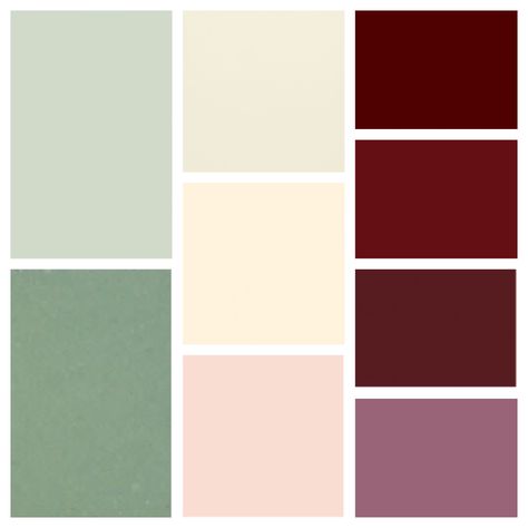 Green And Burgundy Aesthetic, Mint Burgundy Color Palettes, Color Pallets With Burgundy, Burgundy Cream Color Palette, Green And Maroon Color Palette, Pink Burgundy Green Color Palette, Colour Palette With Burgundy, Mauve And Burgundy Bedroom, Color Palette Bordeaux Burgundy