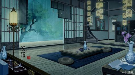 Ancient Mansion, Medieval Japanese, Interior Concept Art, Asian Style Art, Japanese Hotel, Animes Emo, Chinese Background, Japanese Style House, Anime Places