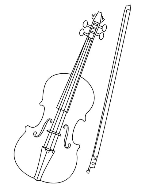 Violin Coloring Pages - Best Coloring Pages For Kids Violin Drawing, Free Violin Sheet Music, Violin Teaching, Printable Stencil, Musical Instruments Drawing, Violin Instrument, Harry Potter Art Drawings, Violin Art, Guitar Drawing