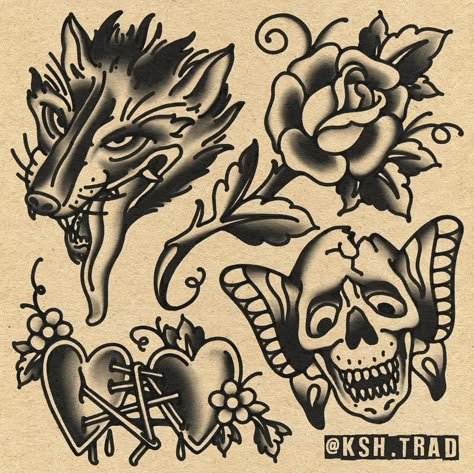 Available tattoo designs/ • • • • • • • • #traditionalflash #traditionaltattoo #tattooflash #traditional #tradworkers #oldlines #oldschooltattoo #traditionaltattoos #classictattoo #traditionaltattooflash #flashtattoo #boldwillhold #americantraditional #traditionalartist #bold #oldschool #flashworkers #tattooart #ink #tradtattoo #radtrad #traditionalart #brightandbold #americantraditionaltattoo #traditionalclub #beograd #belgrade #belgradeserbia #tattoobeograd #tattoobelgrade Old School Line Tattoo, Trad Knee Tattoo, Rose Knee Tattoo, Traditional Knee Tattoo, Old School Rose, Study Sheets, Painting Reference, Traditional Flash, Old School Tattoo Designs