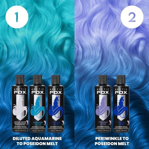 Arctic Fox Poseidon And Aquamarine, Artic Fox Blue Hair, Arctic Fox Hair Color Ideas, Artic Fox Periwinkle Hair Color, Artic Fox Color Mixes, Artic Fox Hair Dye Mixes, Artic Fox Hair Color, Arctic Fox Hair Dye Combinations, Short Teal Hair