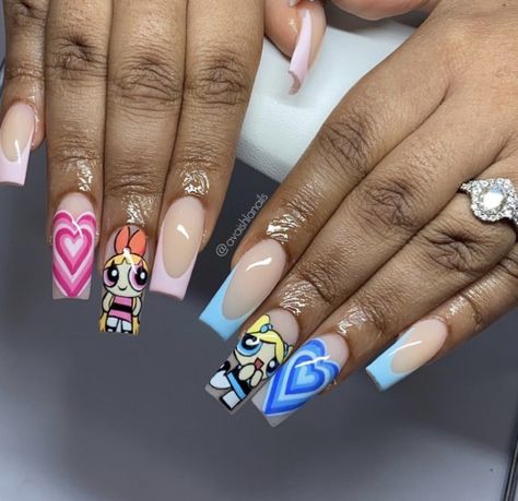 Blossom Buttercup Bubbles, Bubble Nails, Fun Manicure, Girls Nail Designs, Different Nail Shapes, Hi Babe, Childhood Tv Shows, Girls Nails, Heart Nails