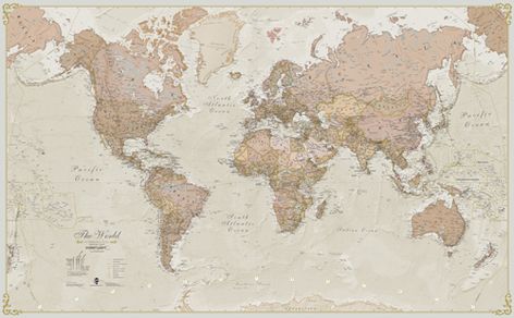 Canvas Antique World Map - Medium, WM1498, Maps International Giant World Map, World Map Mural, Map Wall Mural, Giant Poster, Map Murals, Idee Cricut, Antique World Map, Loft Stil, World Map Wallpaper