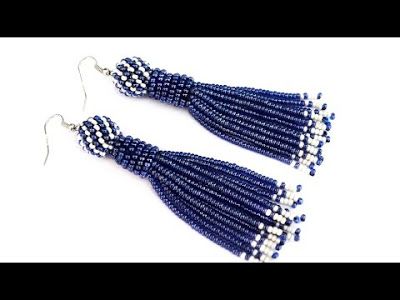 Free Jewellery Making Tutorials, Bijoux Fil Aluminium, Beaded Tassel Earrings, Earring Tutorial, Ruby Earrings, Jewelry Model, Jewelry Making Tutorials, Beaded Fringe, Large Earrings