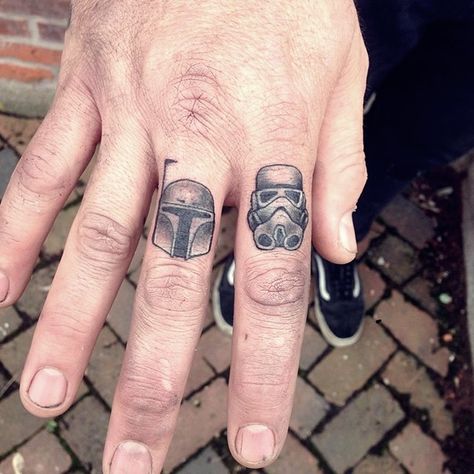 star wars darth vader tattoo-35 Stormtrooper Tattoo, Vader Tattoo, Darth Vader Tattoo, Cool Finger Tattoos, Badass Girl, Cute Finger Tattoos, Tattoo Couple, Nerd Tattoo, Finger Tattoo Designs