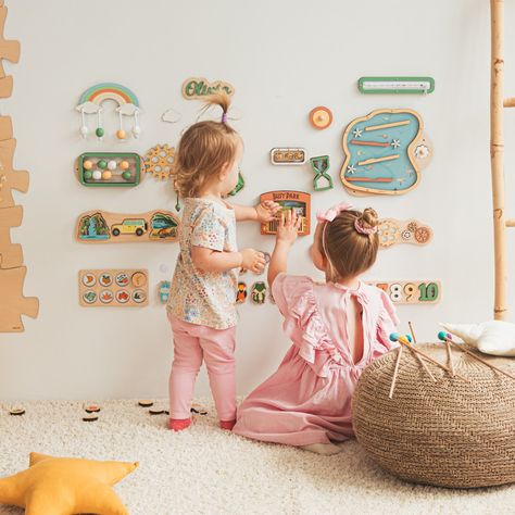 Wall Busy Board Parts DIY Montessori Board Busy Board - Etsy Australia Wall Busy Board, Montessori Nursery Ideas, Diy Sensory Wall, Diy Sensory Boards, Montessori Baby Room, 12 Month Old Toys, Preschool Room Decor, Montessori Wall, Boy Activities