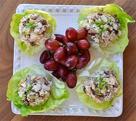 Official Health and Wellness Blog of Fit Body Boot Camp | Recipes: Chicken Lettuce Boats Chicken Lettuce Boats, Salad Boats, Lettuce Boats, Lettuce Boat, Fit Body Boot Camp, Recipe Web, Bread Alternatives, Out Of Your Mind, Toasted Walnuts