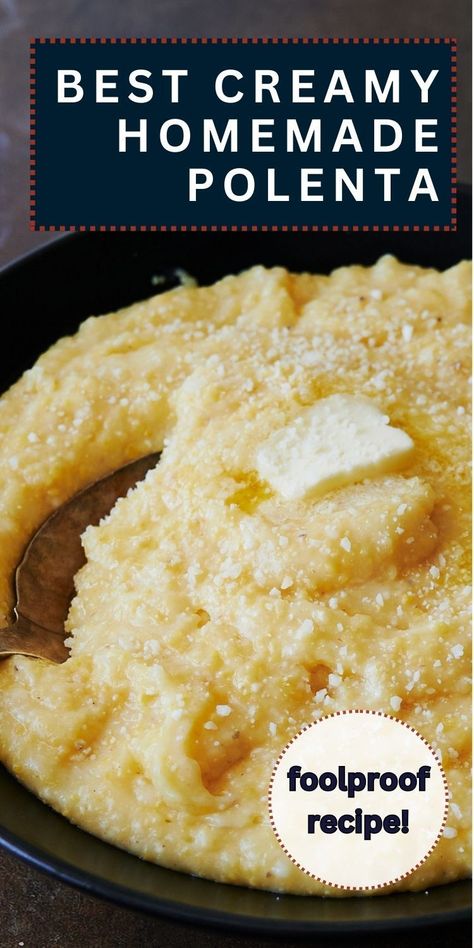 Learn how easy it is to make homemade polenta in half the time. Easy and always creamy, this is a foolproof polenta recipe for Italian night. simple polenta | easy Italian side dish | Italian recipe | vegetarian side dish Simple Polenta Recipes, Polenta For Breakfast, Best Polenta Recipe, How To Make Polenta Recipes, Creamy Polenta Recipes Easy, How To Make Polenta, Easy Polenta Recipes, Italian Polenta Recipes, Polenta Recipes Easy