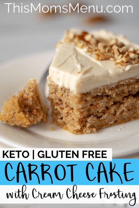 This recipe for Keto Carrot Cake with Cream Cheese Frosting is the PERFECT spring time dessert.  With only 1 net carb per slice it's a great, low carb alternative to traditional carrot cakes. Serve it as is - or toss in some chopped pecans for some extra crunch! Keto Carrot Cake, Carrot Desserts, Cheese Keto, Spring Time Desserts, Dessert Mousse, Carrot Cake With Cream Cheese, Carrot Cakes, Gluten Free Carrot Cake, Eating Carrots