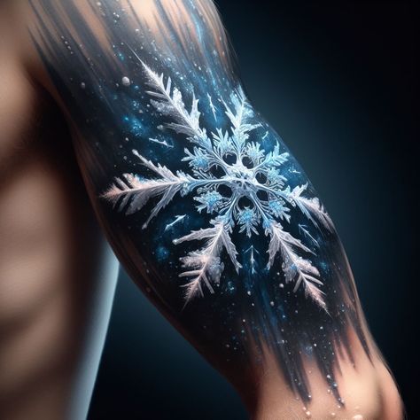 Snowflake Sleeve Tattoo, Snowflake Tattoo Ideas, Snowflake Tattoo Sleeve, Ice Dragon Tattoo, Breathtaking Tattoos, Snowflake Tattoos, Ice Tattoo, Dragon Room, Sam Tattoo