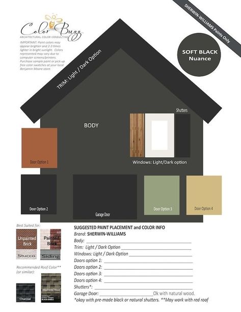 Black House Exterior Wood Accents, Black Exterior Trim, Exterior Paint Color Palette, Home Exterior Paint, Sherwin Williams Color Palette, Gray House Exterior, Exterior Color Palette, Trim Paint, House Paint Color Combination