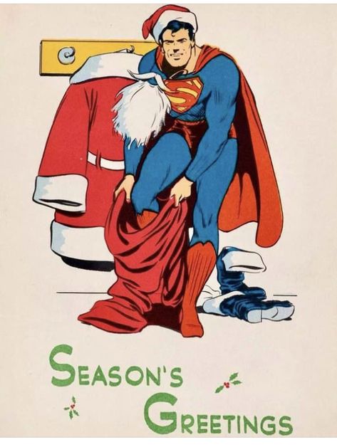 Superman Christmas, Dc Christmas, Geeky Christmas, Superhero Christmas, Burt Ward, Superman Gifts, Superman And Spiderman, Christmas Comics, Greetings Images