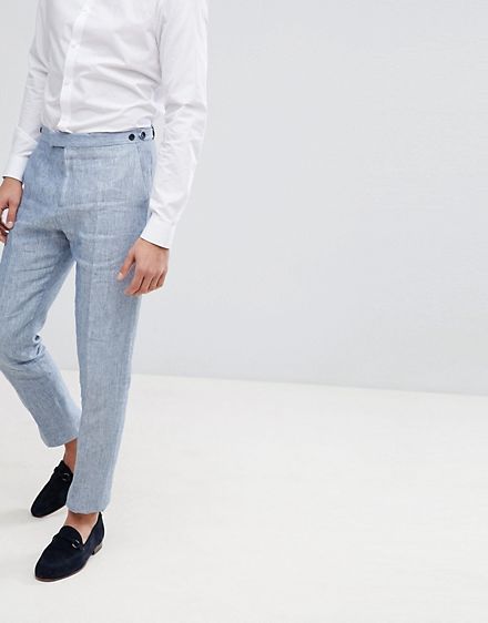 Reiss Slim Suit Pants In Light Blue Linen Light Blue Pants Outfit, Blue Pants Outfit Men, Linen Pants Outfit Men, Blue Linen Pants Outfit, Blue Pants Outfit, Slim Suit Pants, Blue Pants Men, Blue Linen Pants, Light Blue Suit