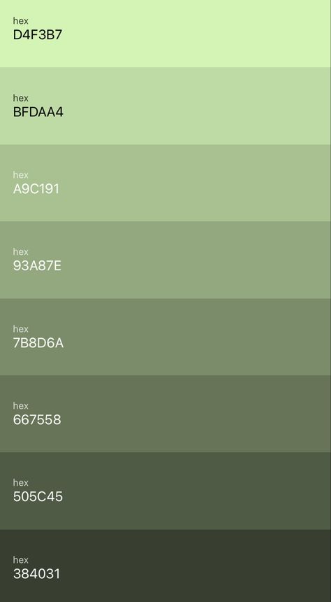 Sage Green Palate, Green Color Codes For Bloxburg, Sage Color Swatch, Sage Green Shades Colour Palettes, Green Color For Walls, Sage Green Tones Palette, Colors Green Palette, Green Palate Color Palettes, Sage Green Paint Swatch