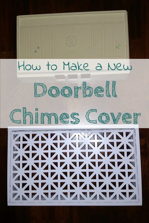 Doorbell chimes can be such an eye sore, especially outdated ones, Make a new cover! Door Bell Chime Cover, Doorbell Chime Cover, Diy Doorbell, Doorbell Cover, Diy Cabinet Doors, Mother Daughter Projects, Doorbell Chime, Punched Tin, White Spray Paint